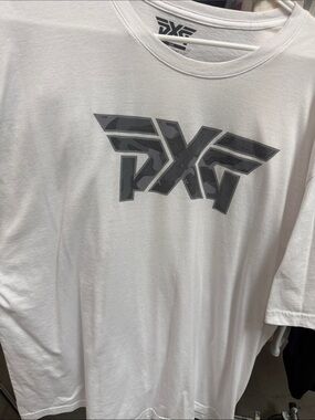 PXG White Tee with Gray Camouflage Logo